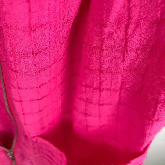 Chico's Bright Hot Pink Lightweight Zipper Jacket Roll Sleeve Size 8 - Picture 9 of 10